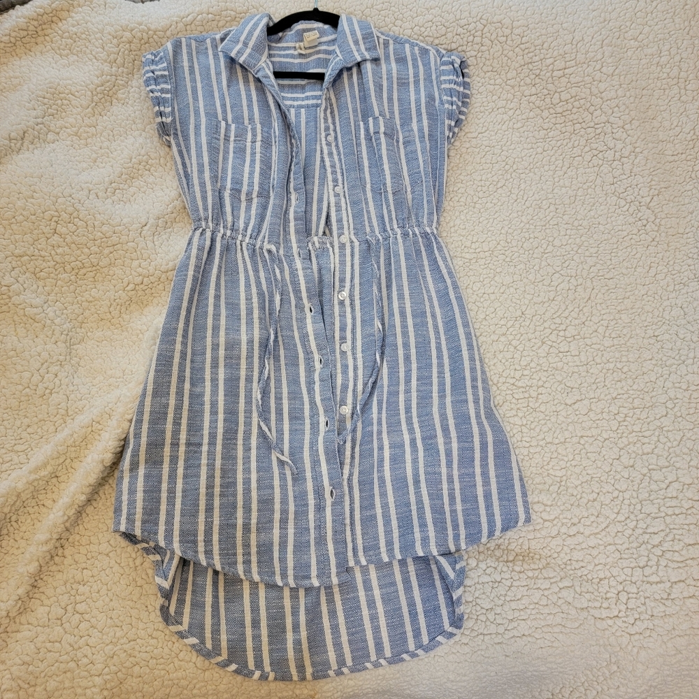 Button down striped mini dress
